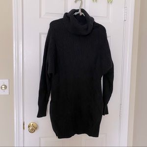 Black Ribbed Sweater Dress